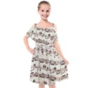 Vintage Beige Music Paper Background Design Kids  Cut Out Shoulders Chiffon Dress View1