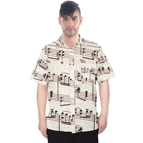 Vintage Beige Music Paper Background Design Men s Hawaii Shirt by Ravend