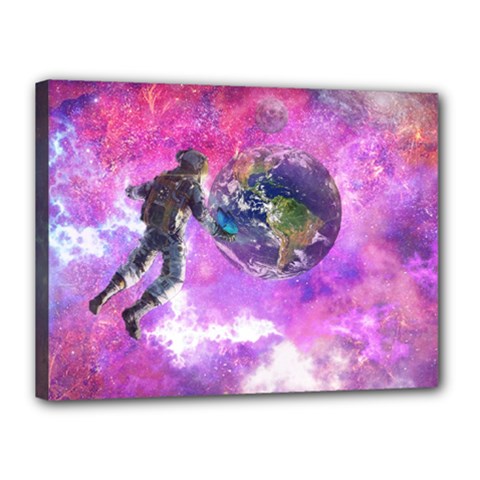 Astronaut Earth Space Planet Fantasy Canvas 16  X 12  (stretched) by Ravend