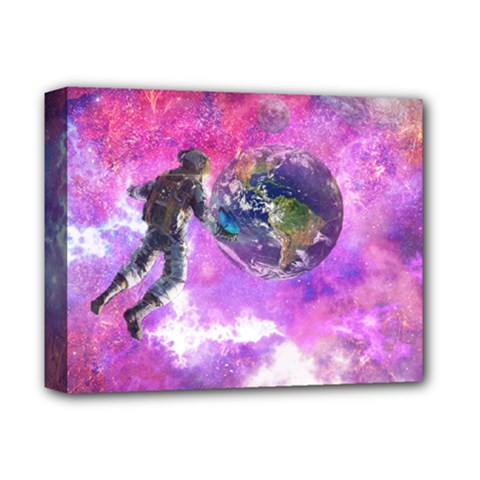 Astronaut Earth Space Planet Fantasy Deluxe Canvas 14  X 11  (stretched) by Ravend