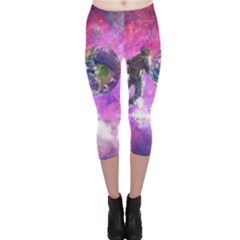 Astronaut Earth Space Planet Fantasy Capri Leggings  by Ravend