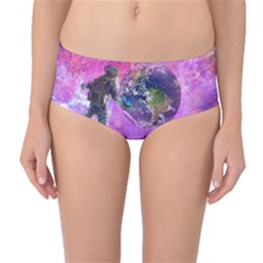 Astronaut Earth Space Planet Fantasy Mid-waist Bikini Bottoms by Ravend