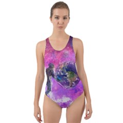 Astronaut Earth Space Planet Fantasy Cut-out Back One Piece Swimsuit by Ravend