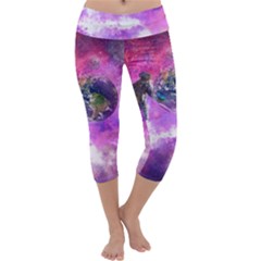 Astronaut Earth Space Planet Fantasy Capri Yoga Leggings by Ravend