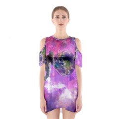 Astronaut Earth Space Planet Fantasy Shoulder Cutout One Piece Dress by Ravend