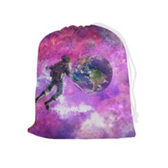 Astronaut Earth Space Planet Fantasy Drawstring Pouch (xl) by Ravend