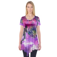 Astronaut Earth Space Planet Fantasy Short Sleeve Tunic  by Ravend