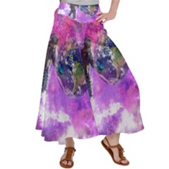 Astronaut Earth Space Planet Fantasy Satin Palazzo Pants by Ravend