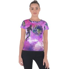 Astronaut Earth Space Planet Fantasy Short Sleeve Sports Top  by Ravend