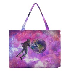 Astronaut Earth Space Planet Fantasy Medium Tote Bag by Ravend