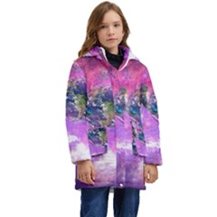 Astronaut Earth Space Planet Fantasy Kid s Hooded Longline Puffer Jacket by Ravend