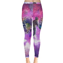 Astronaut Earth Space Planet Fantasy Inside Out Leggings by Ravend