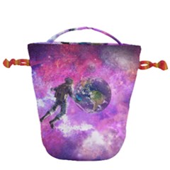 Astronaut Earth Space Planet Fantasy Drawstring Bucket Bag