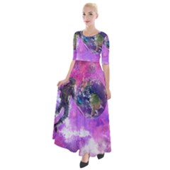 Astronaut Earth Space Planet Fantasy Half Sleeves Maxi Dress