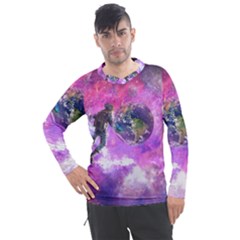 Astronaut Earth Space Planet Fantasy Men s Pique Long Sleeve Tee