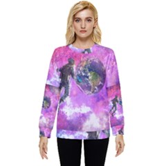 Astronaut Earth Space Planet Fantasy Hidden Pocket Sweatshirt by Ravend