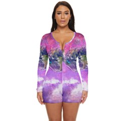 Astronaut Earth Space Planet Fantasy Long Sleeve Boyleg Swimsuit