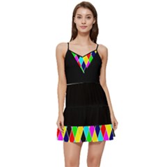 Harlequine Black Bright Argyle Short Frill Dress by PKHarrisPlace