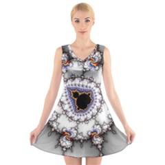 Mandelbrot Fractal Background Template Circle V-neck Sleeveless Dress by danenraven