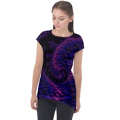 Fractal Mandelbrot Abstract Background Pattern Cap Sleeve High Low Top by danenraven