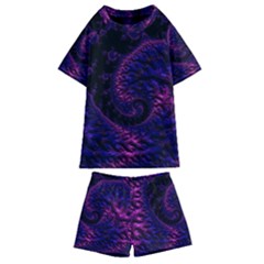 Fractal Mandelbrot Abstract Background Pattern Kids  Swim Tee And Shorts Set