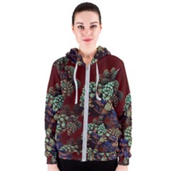 Art 3d Mandelbulb Mandelbrot Fractal Graphic Women s Zipper Hoodie by danenraven