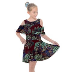 Art 3d Mandelbulb Mandelbrot Fractal Graphic Kids  Shoulder Cutout Chiffon Dress by danenraven