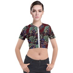 Art 3d Mandelbulb Mandelbrot Fractal Graphic Short Sleeve Cropped Jacket by danenraven