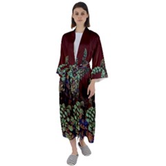 Art 3d Mandelbulb Mandelbrot Fractal Graphic Maxi Satin Kimono