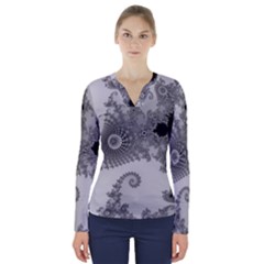 Apple Males Almond Bread Abstract V-neck Long Sleeve Top by danenraven