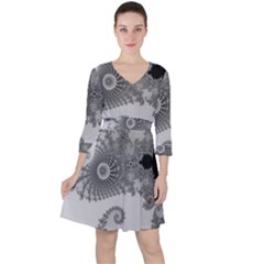 Apple Males Almond Bread Abstract Quarter Sleeve Ruffle Waist Dress by danenraven