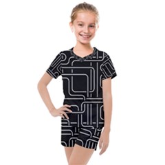 Illustration Circuit Cpu Pcb Electronic Wires Kids  Mesh Tee And Shorts Set