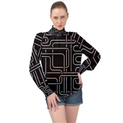 Illustration Circuit Cpu Pcb Electronic Wires High Neck Long Sleeve Chiffon Top by Wegoenart