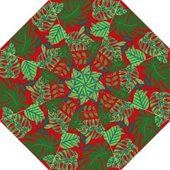 Leaves Pattern Red Green Nature Straight Umbrellas by Wegoenart