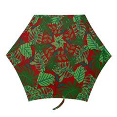 Leaves Pattern Red Green Nature Mini Folding Umbrellas by Wegoenart