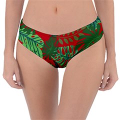 Leaves Pattern Red Green Nature Reversible Classic Bikini Bottoms by Wegoenart