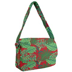 Leaves Pattern Red Green Nature Courier Bag by Wegoenart