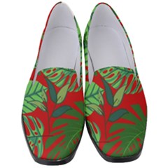 Leaves Pattern Red Green Nature Women s Classic Loafer Heels by Wegoenart