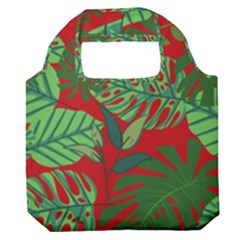 Leaves Pattern Red Green Nature Premium Foldable Grocery Recycle Bag by Wegoenart