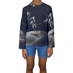 Planet Ball Shaped Universe Science Kids  Long Sleeve Swimwear by Wegoenart