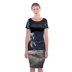 Planet Ball Shaped Universe Science Classic Short Sleeve Midi Dress by Wegoenart