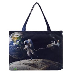 Planet Ball Shaped Universe Science Zipper Medium Tote Bag by Wegoenart