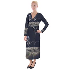 Planet Ball Shaped Universe Science Velvet Maxi Wrap Dress by Wegoenart