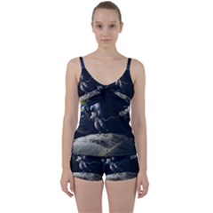 Planet Ball Shaped Universe Science Tie Front Two Piece Tankini by Wegoenart