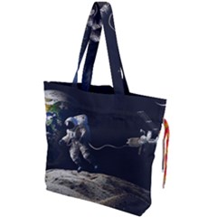 Planet Ball Shaped Universe Science Drawstring Tote Bag by Wegoenart