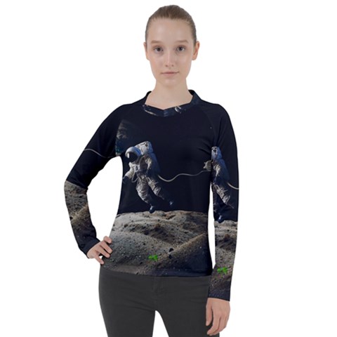 Planet Ball Shaped Universe Science Women s Pique Long Sleeve Tee by Wegoenart