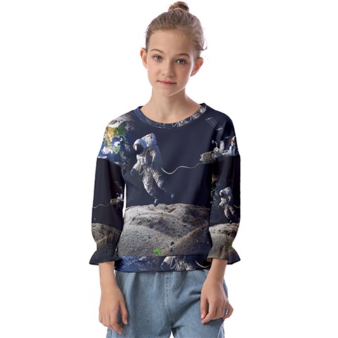 Planet Ball Shaped Universe Science Kids  Cuff Sleeve Top by Wegoenart