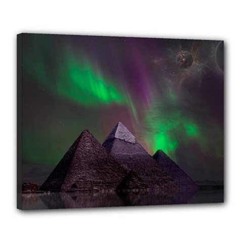 Fantasy Pyramid Mystic Space Canvas 20  X 16  (stretched) by Wegoenart