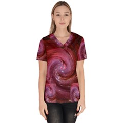 Galaxy Fog Kosmus Universe Women s V-neck Scrub Top by Wegoenart