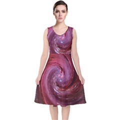 Galaxy Fog Kosmus Universe V-neck Midi Sleeveless Dress  by Wegoenart